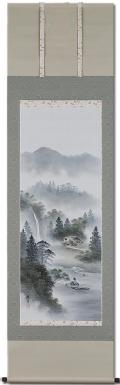 特価 】彩色山水 太田瑛弥「尺五立」！ 山水画 - 掛け軸（掛軸）販売