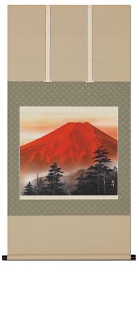 赤富士 稲垣雅彦 (尺八横)肉筆！ 開運画 - 掛け軸（掛軸）販売通販なら