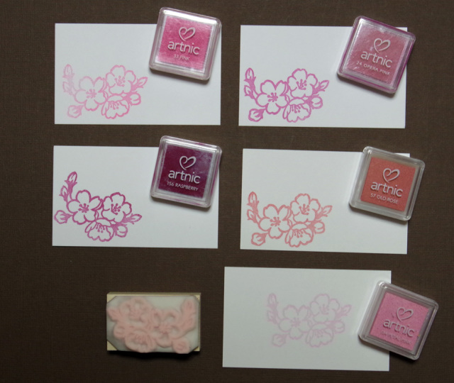 ソメイヨシノ桜の房の消しゴムはんこ（持ち手つき）