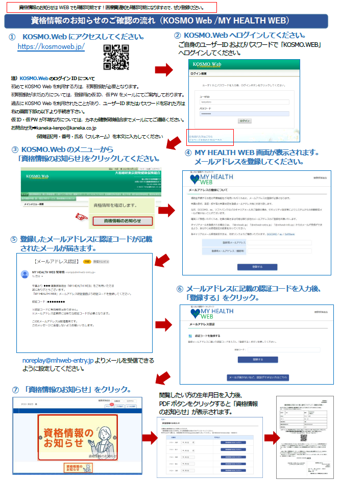 資格情報のお知らせ」のWEB確認方法について｜お知らせ｜カネカ健康