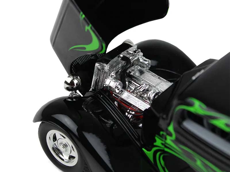 1934 Ford Coupe Street Rod - Black w/ Lime Green Diecast 1:25