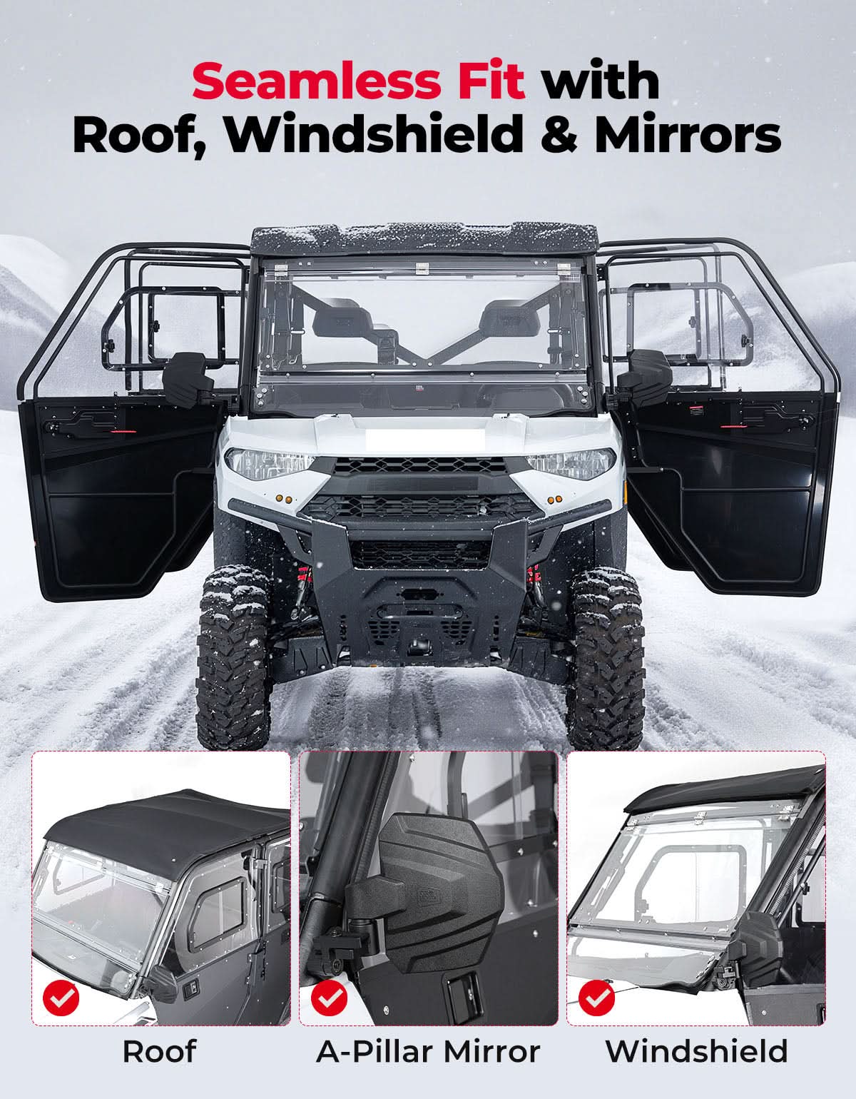 Convertible Doors with Vented Window for Polaris Ranger Crew XP