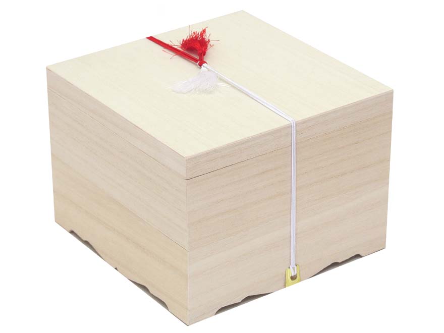 222．おせち用桐箱7.5寸2段 20個セットから 内寸：217×217×48 1,410円～