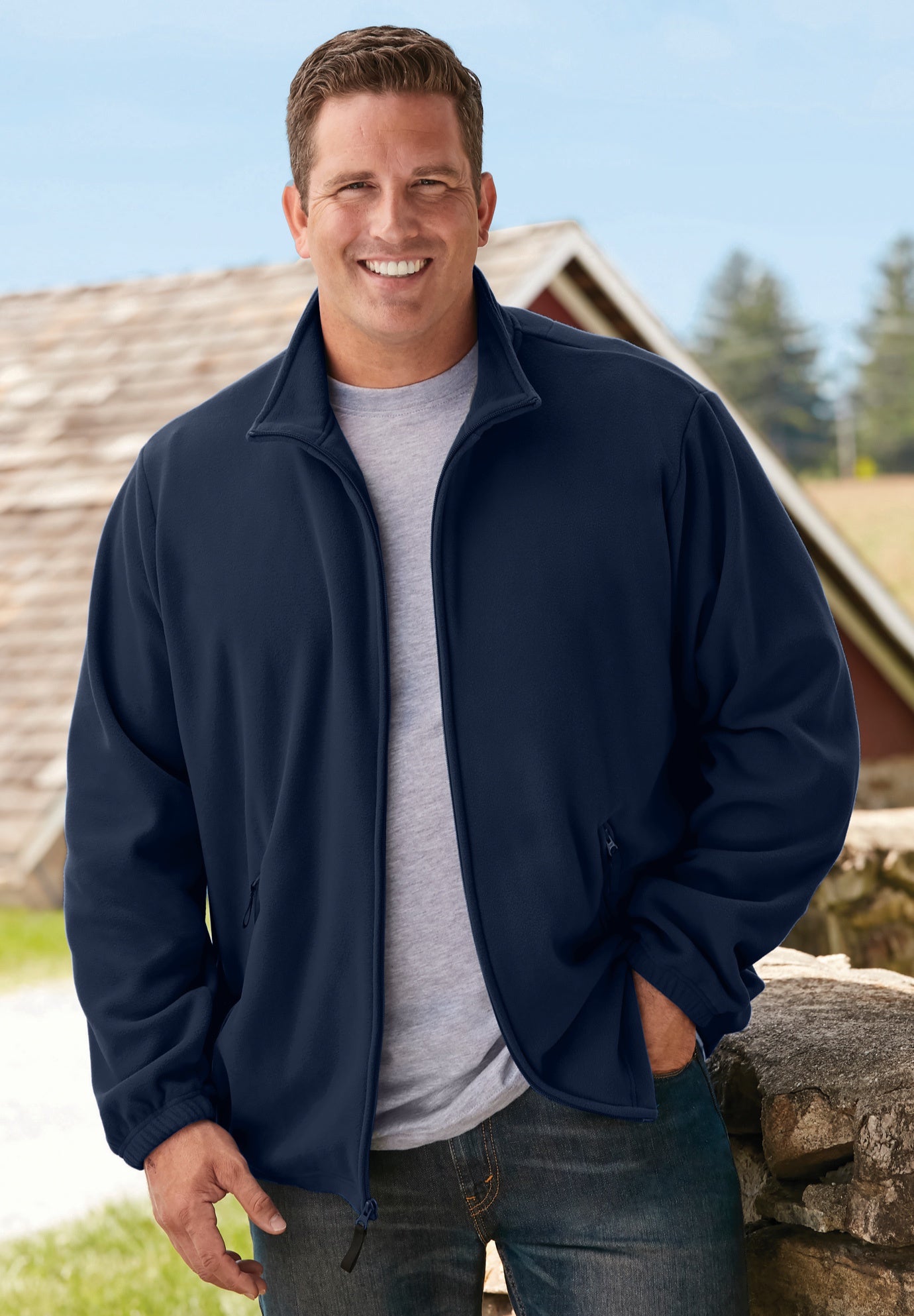 Explorer Plush Fleece Jacket for Big & Tall, Steel | King Size