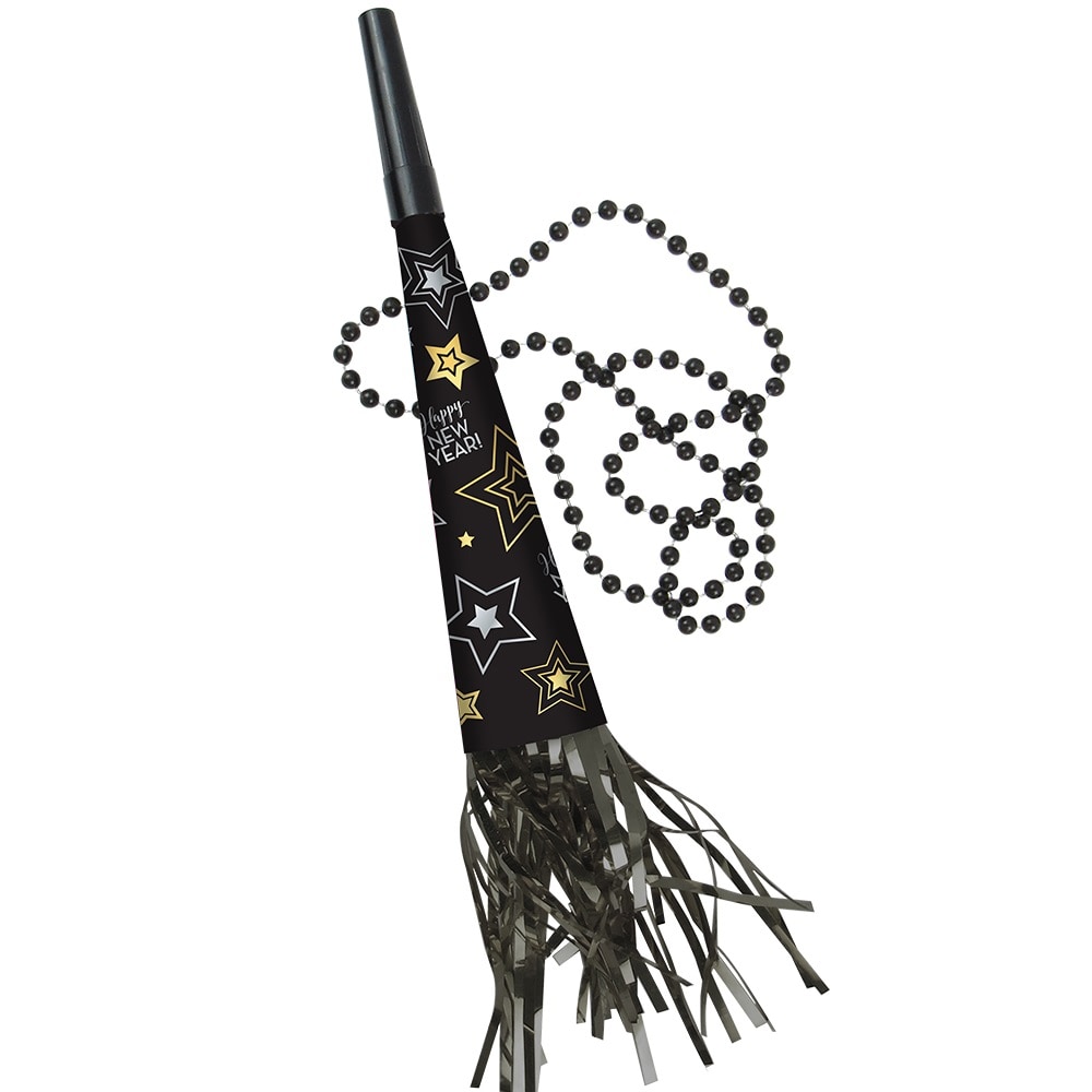Ya Otta Happy New Year Fringed Horn Bead Necklace - Black/Silver