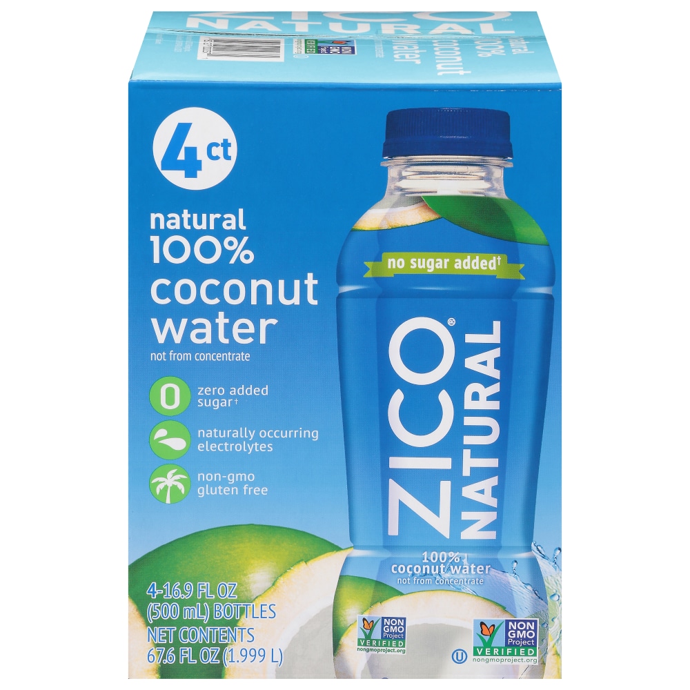 Zico® Natural 100% Coconut Water, 4 bottles / 16.9 fl oz - Kroger