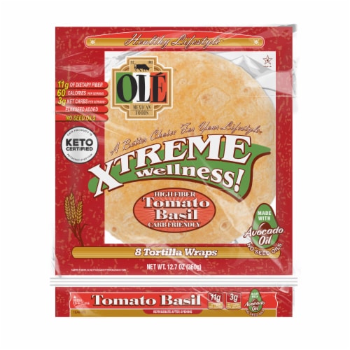 Olé Xtreme Wellness Tomato & Basil Flour Tortillas, Keto Certified