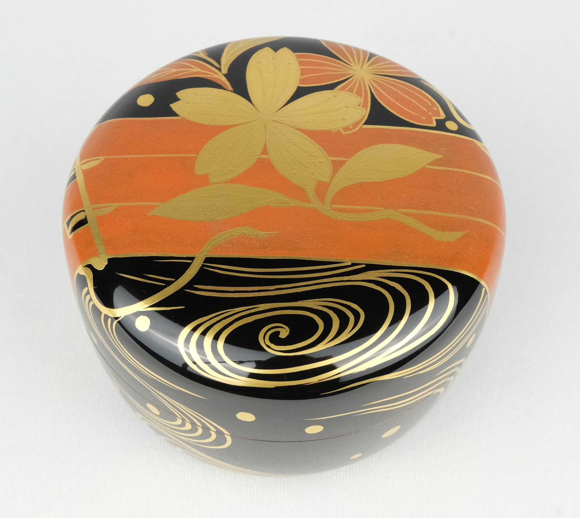 雁に葦蒔絵 大平棗 落雁 螺鈿 茶道具 雁に葦蒔絵 大平棗 落雁