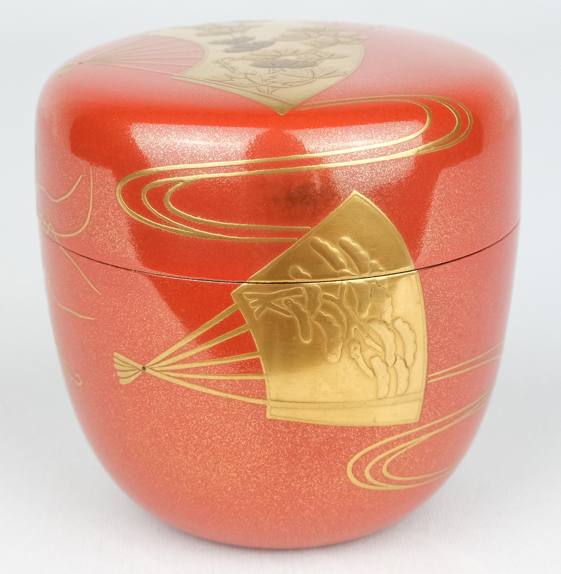 栗山園オンライン通販部 / 【出物】 扇面蒔絵朱金棗内梨子地 前端春斎