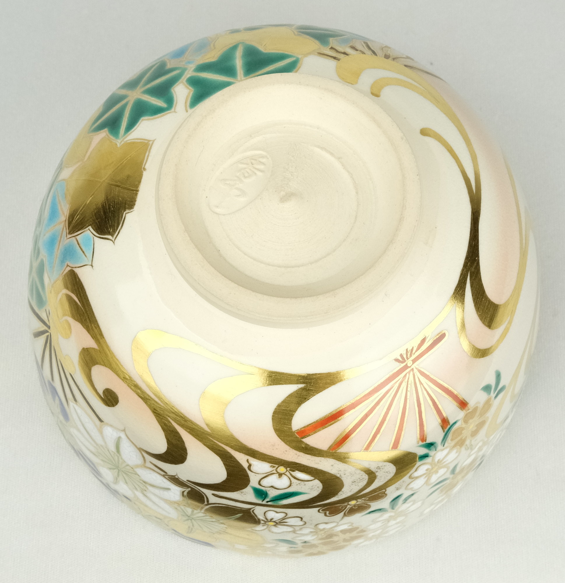 栗山園オンライン通販部 / 【出物】 仁清写花扇絵茶碗 宮川香雲 鵬雲斎書付