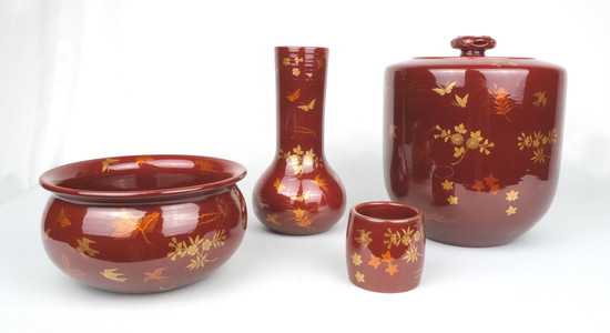 栗山園オンライン通販部 / 【出物】 陶漆白檀塗花鳥蒔絵皆具 前端春斎
