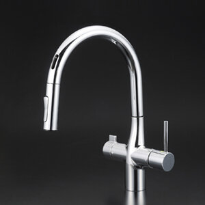 センサー付浄水器付グースネックシングルレバー式シャワー付混合栓（e