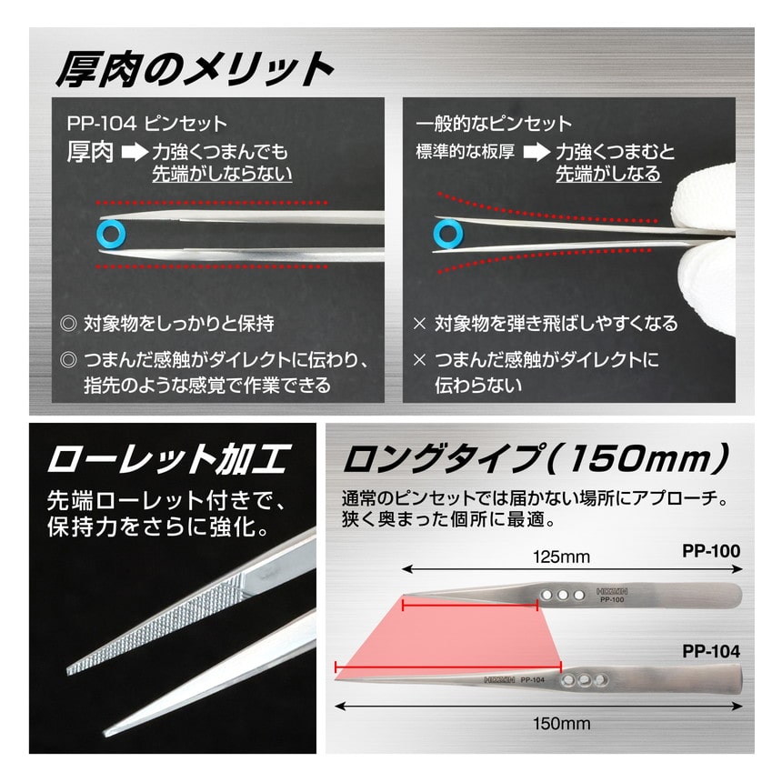 PP-104 ピンセット / 板厚2.5mm【HOZAN】 ホーザン株式会社