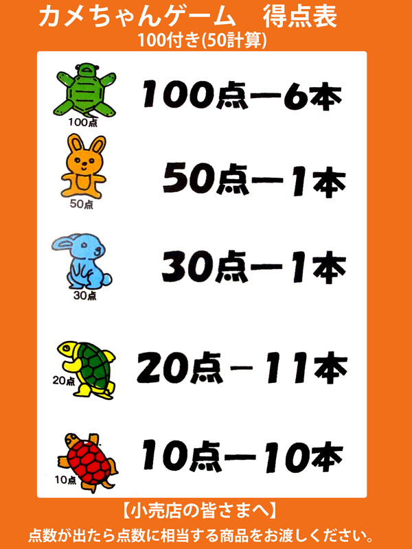 くじ 点数ゲーム カメちゃんゲーム|【堀商店】景品・販促品・お祭り