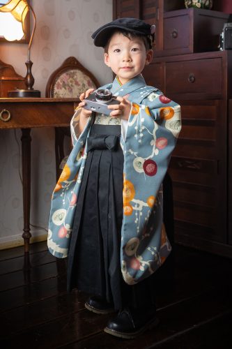 3歳 青梅（男児袴コーデ） | つくば市のレトロ七五三撮影ハイカラ