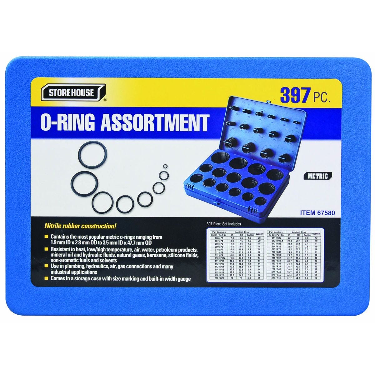 O-Ring Assortment Pack - 397 Piece Metric O-Ring Assortment