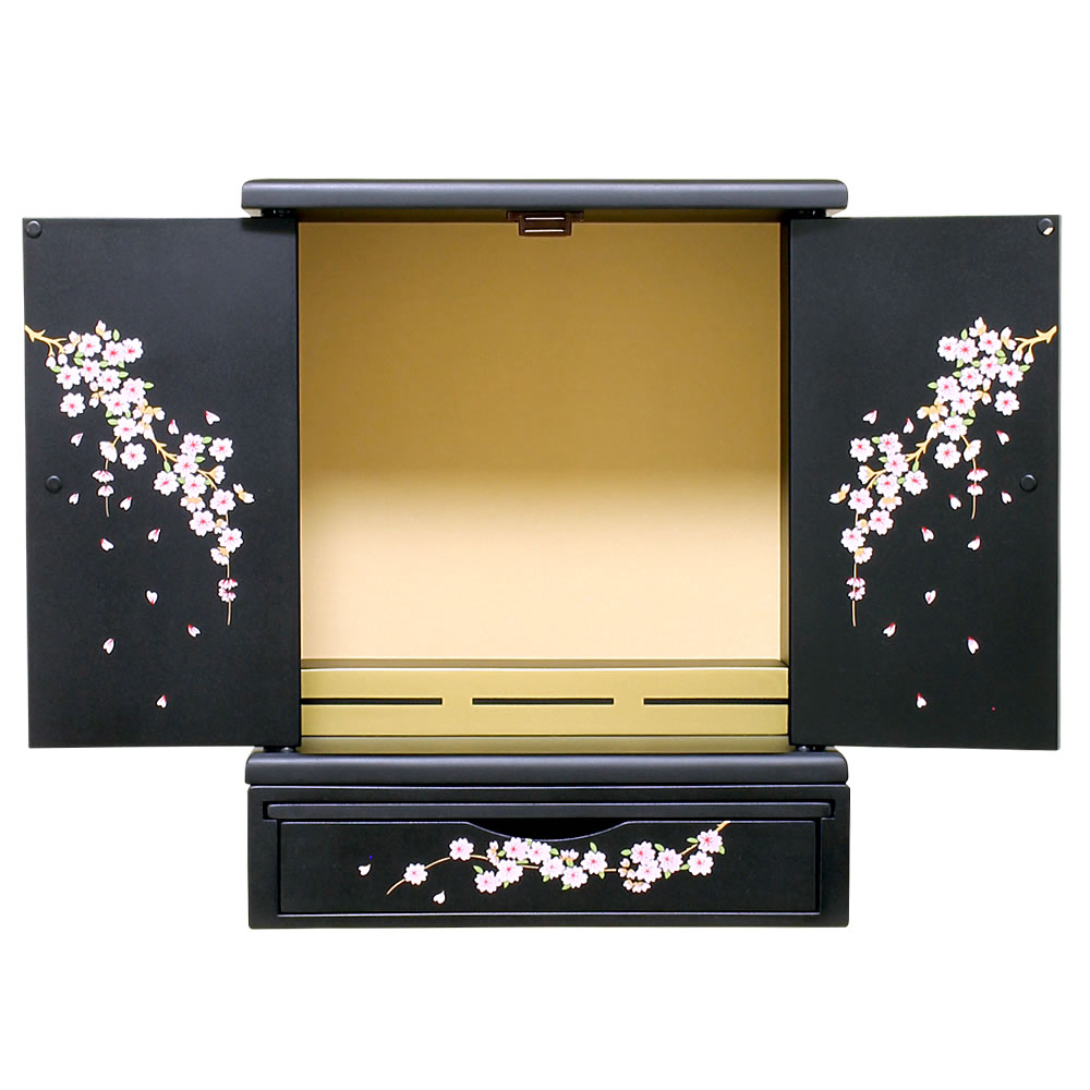 ミニ仏壇・桜 - 桜の花びらの蒔絵が施された超小型仏壇｜ひだまり仏壇