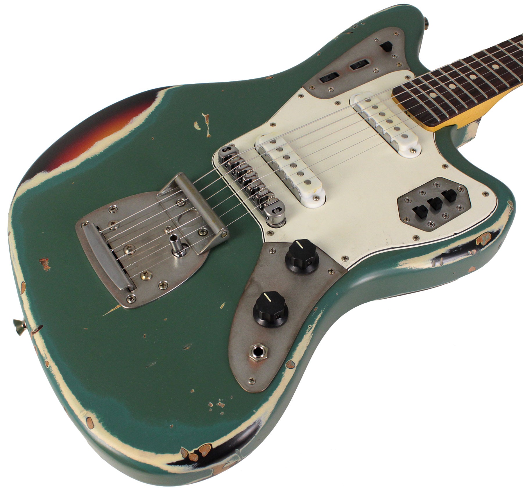 Nash Guitars JG63 Guitar, Army Green over 3 Tone Sunburst