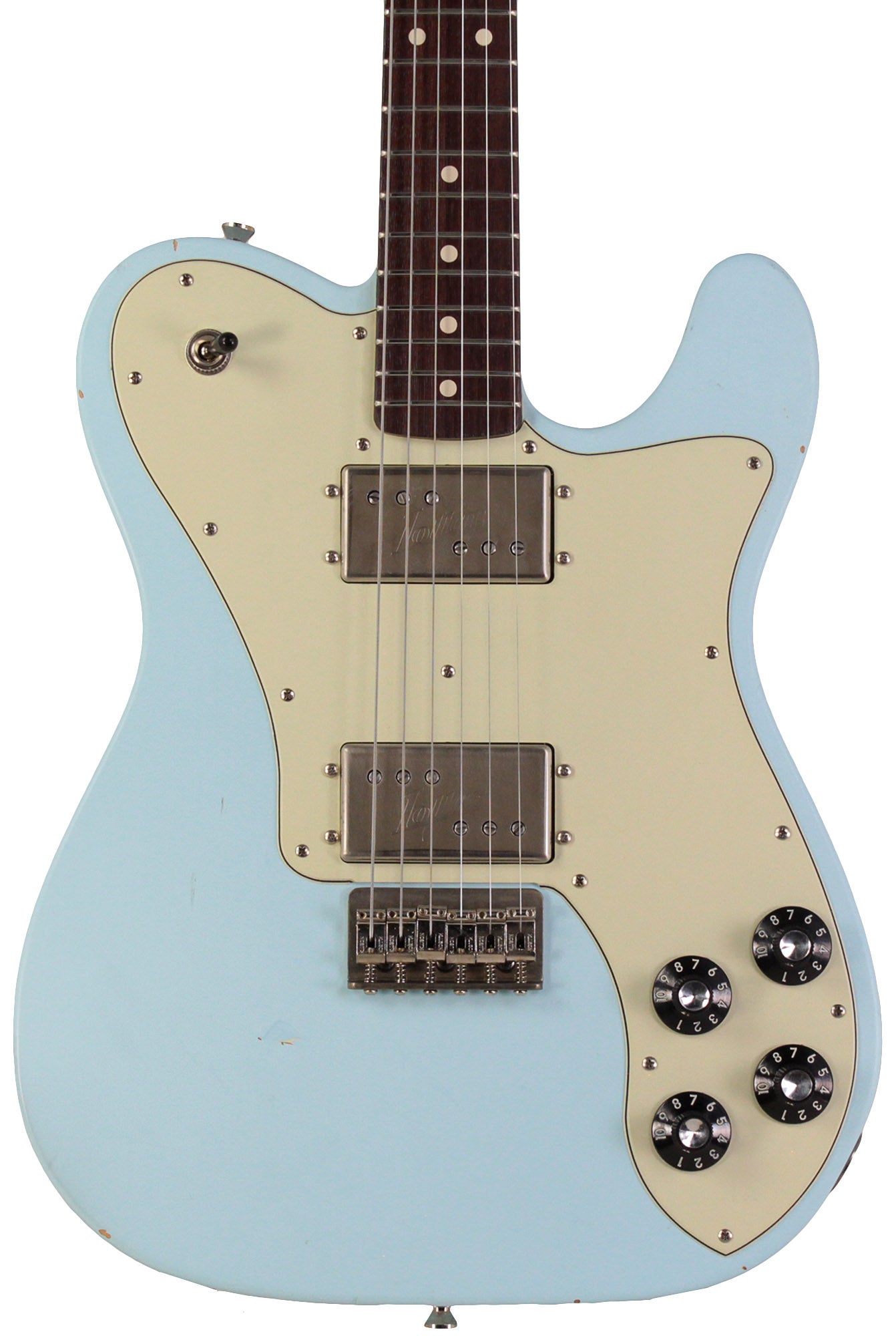 Nash T72DLX Guitar, Sonic Blue, Rosewood, Light Aging | Humbucker
