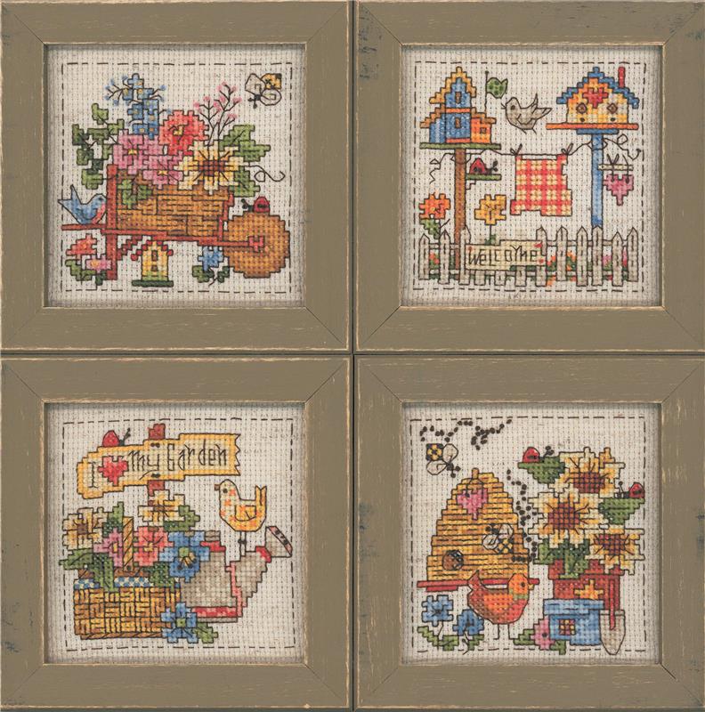 クロスステッチ完成品Together in my Fathers garden A Day in the Garden - Cross Stitch Pattern (digital Format - PDF