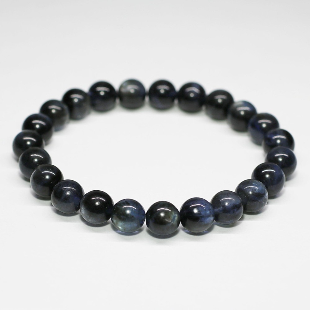 トップクォリティ]ブラックスターアクアマリンブレスレット（約9mm玉