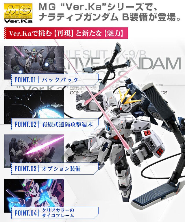 新作ガンプラ「MG ナラティブガンダム B装備 Ver.Ka」特集ページが
