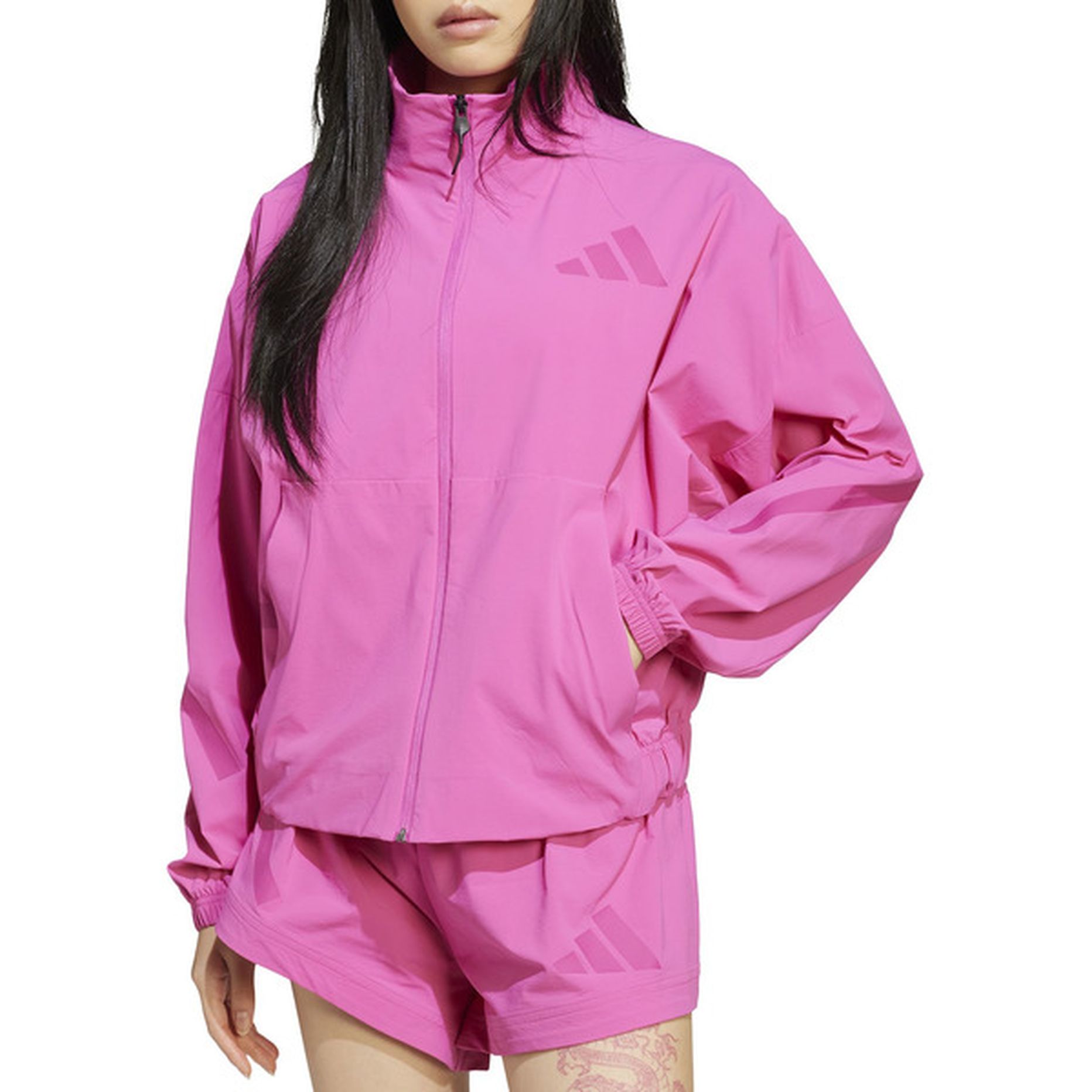 adidas Women's ZNE Woven Full-Zip Jacket, Medium - Semi Lucid