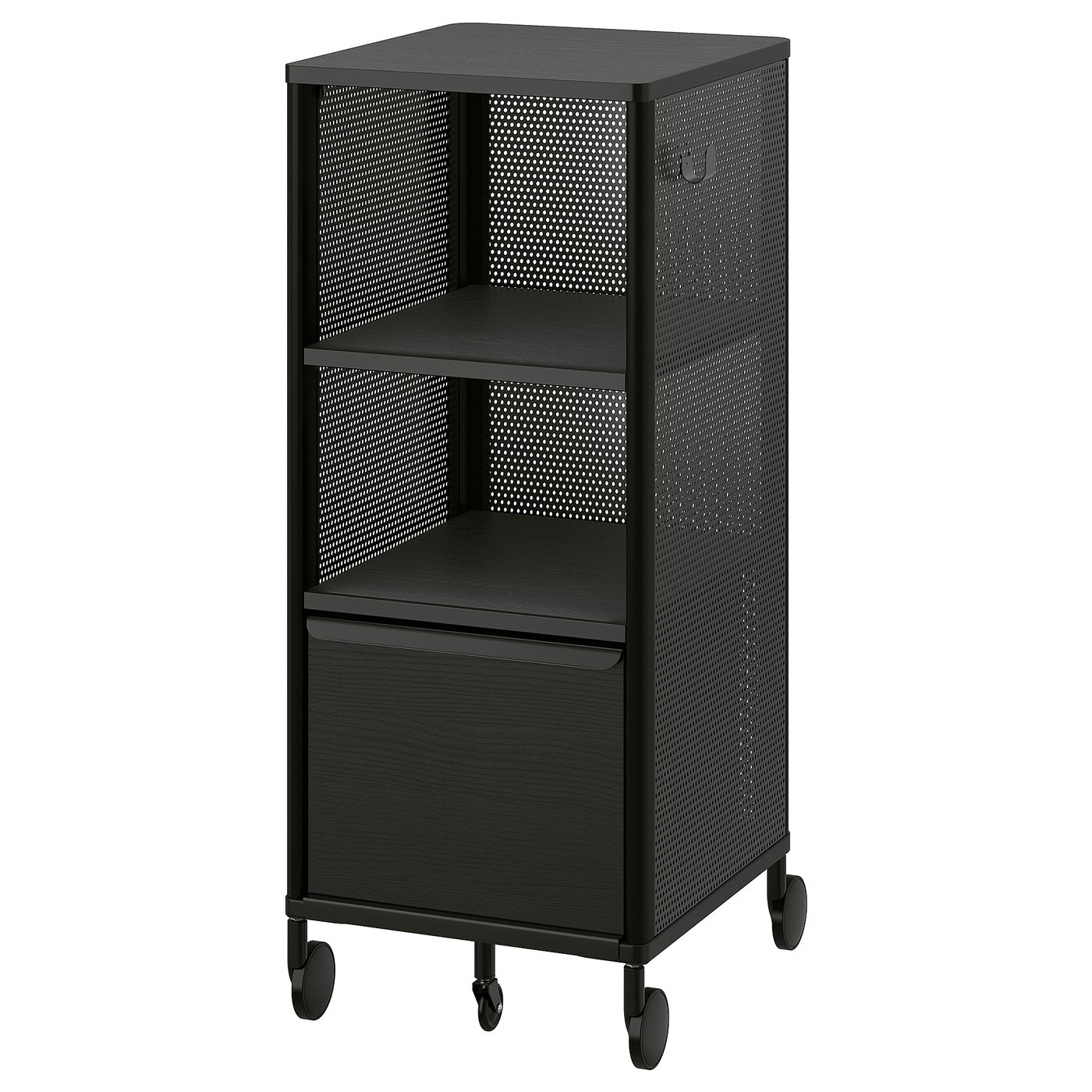 BEKANT storage unit on casters, mesh/black, 41x101 cm (161/8x393/4