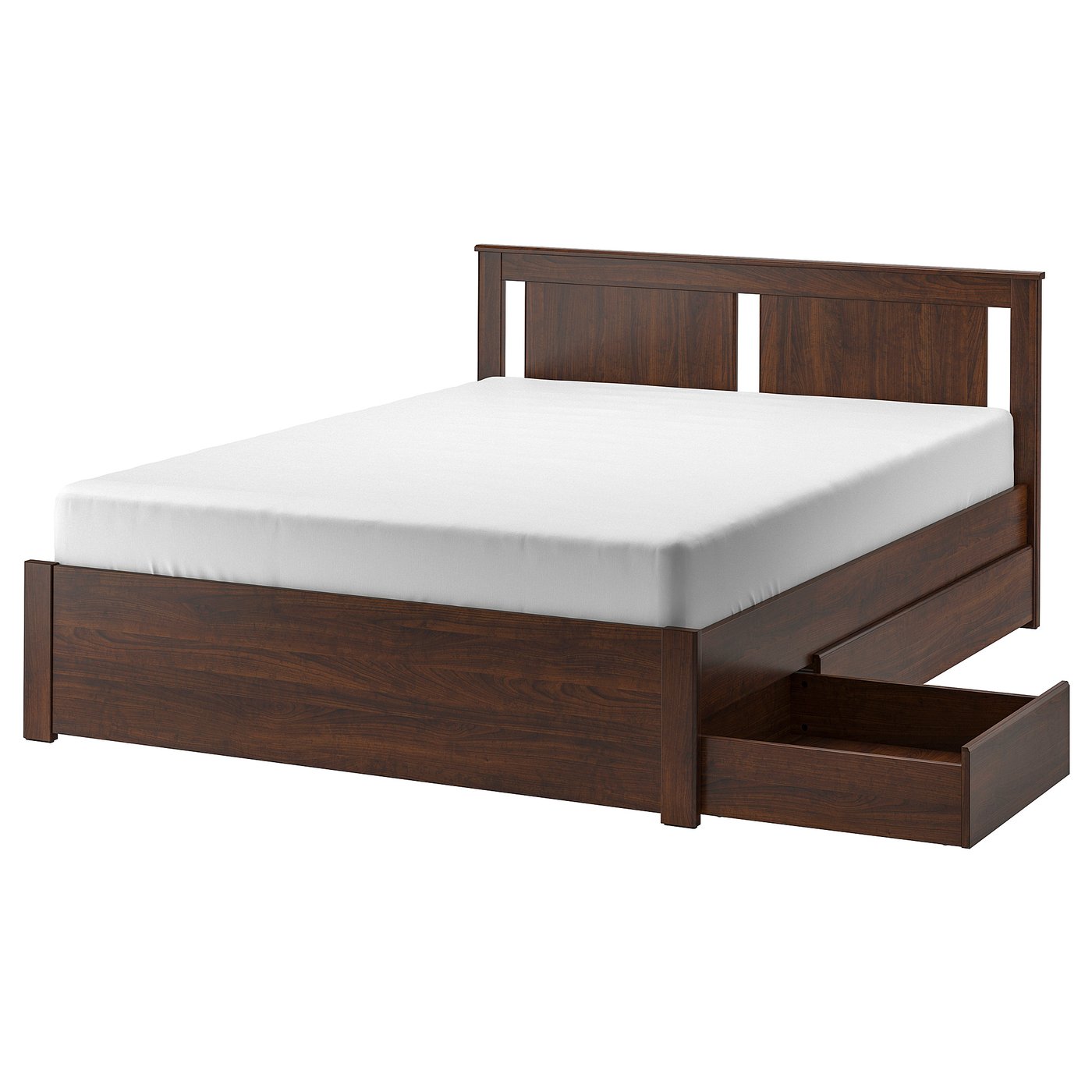 SONGESAND bed frame with 4 storage boxes, brown, Queen - IKEA CA