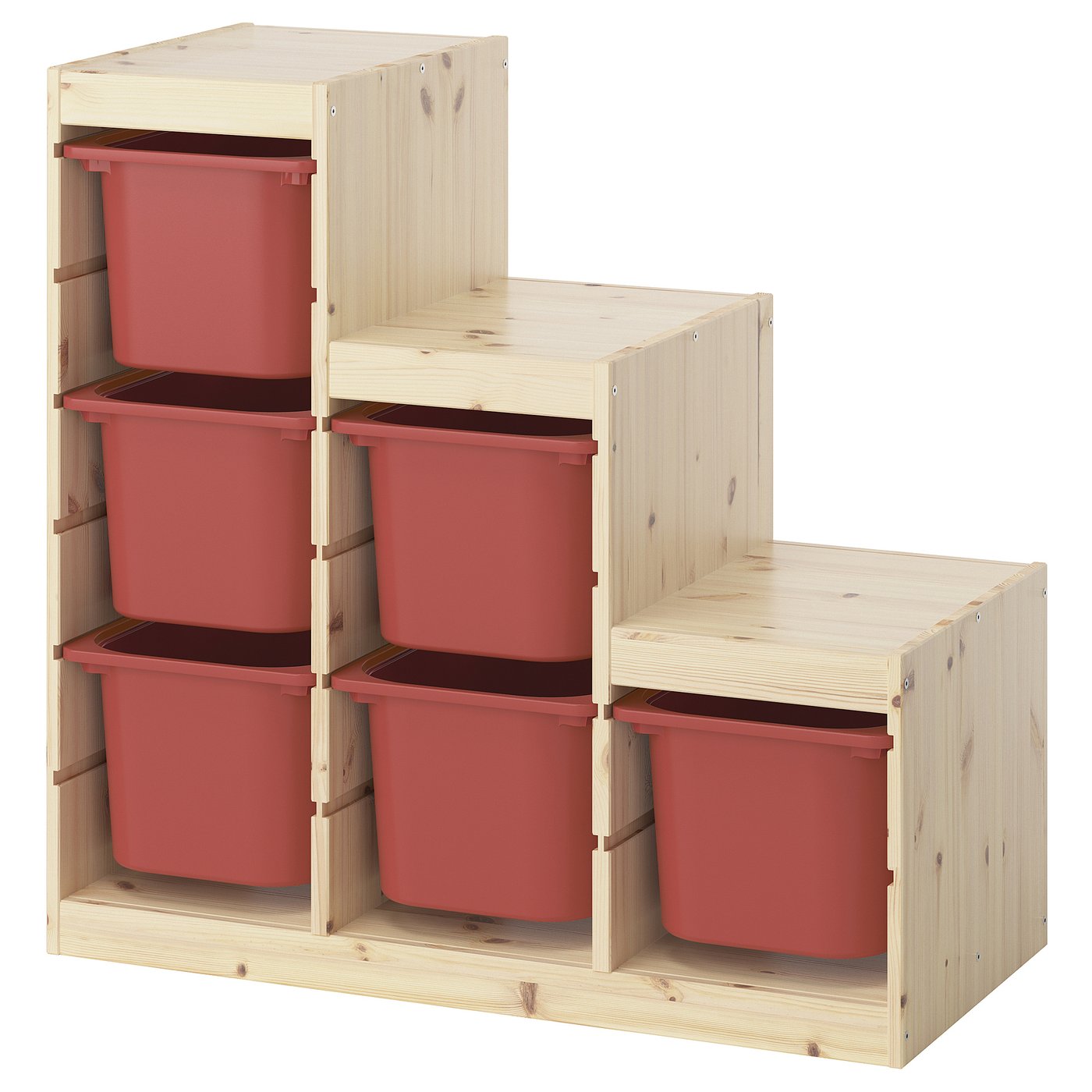 TROFAST storage combination with boxes, light white stained pine