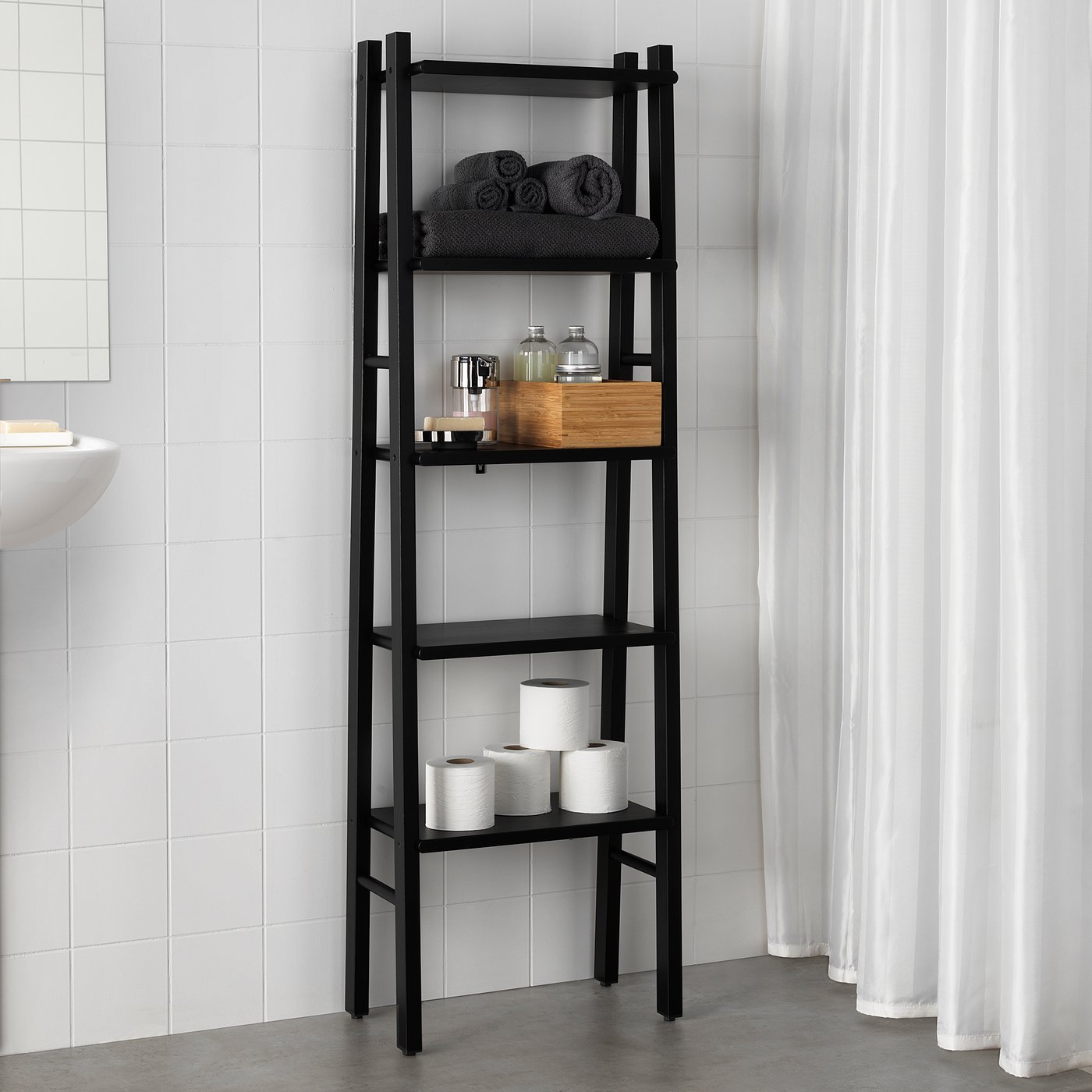 VILTO shelf unit, black, 46x150 cm (181/8x59