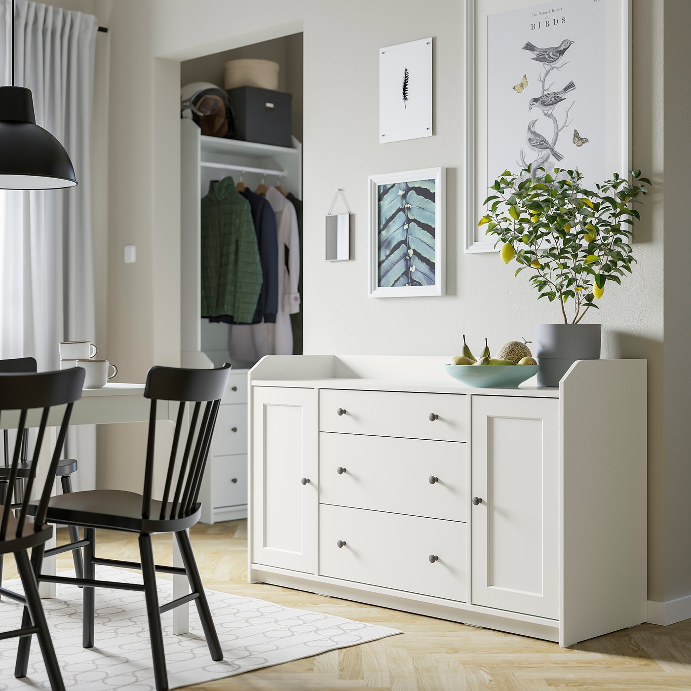 HAUGA sideboard, white, 140x84 cm - IKEA