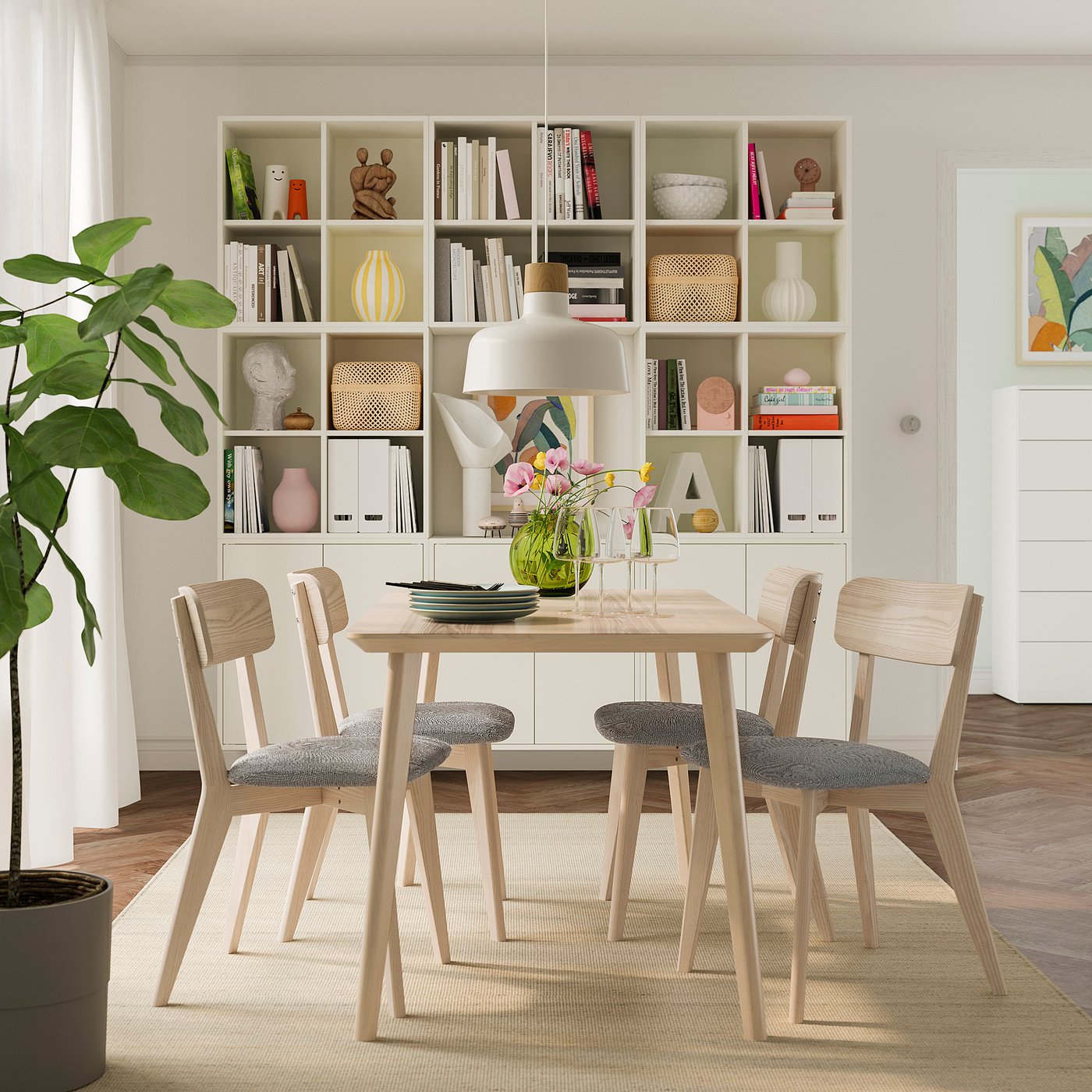 LISABO / LISABO table and 4 chairs, ash/Tallmyra white/black
