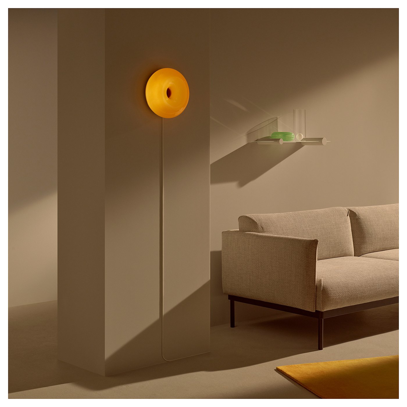 VARMBLIXT LED table/wall lamp, orange glass/round, 30 cm - IKEA