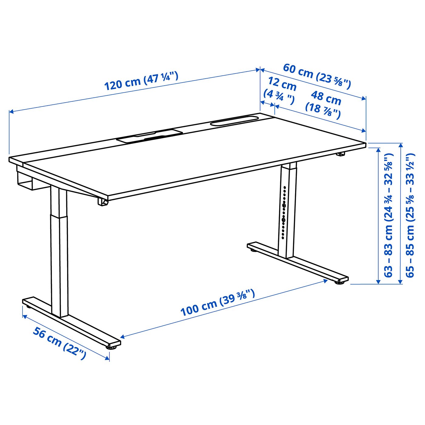MITTZON ミッツォーン デスク, オーク材突き板/ブラック, 120x60 cm - IKEA