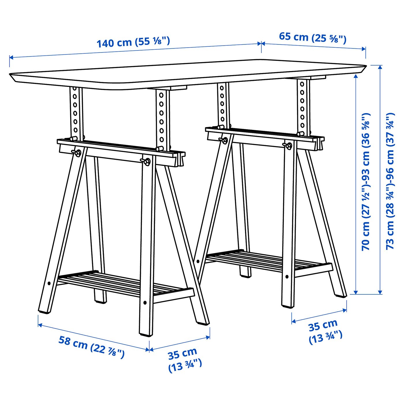 MITTBACK ミットバック 架台, バーチ, 58x70/93 cm - IKEA