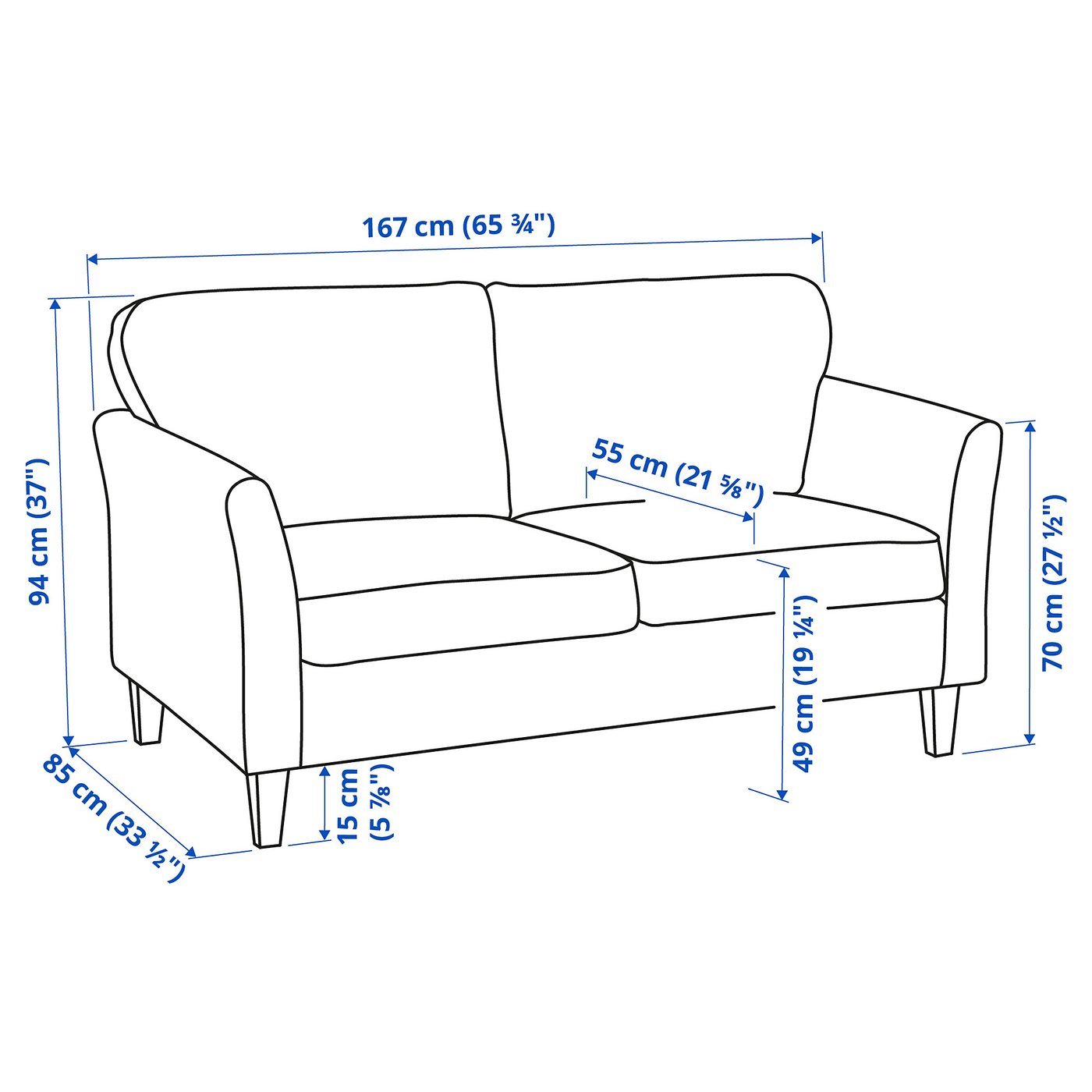 EKHOLMA エークホルマ 2人掛けソファ, ハーケボ ダークグレー - IKEA