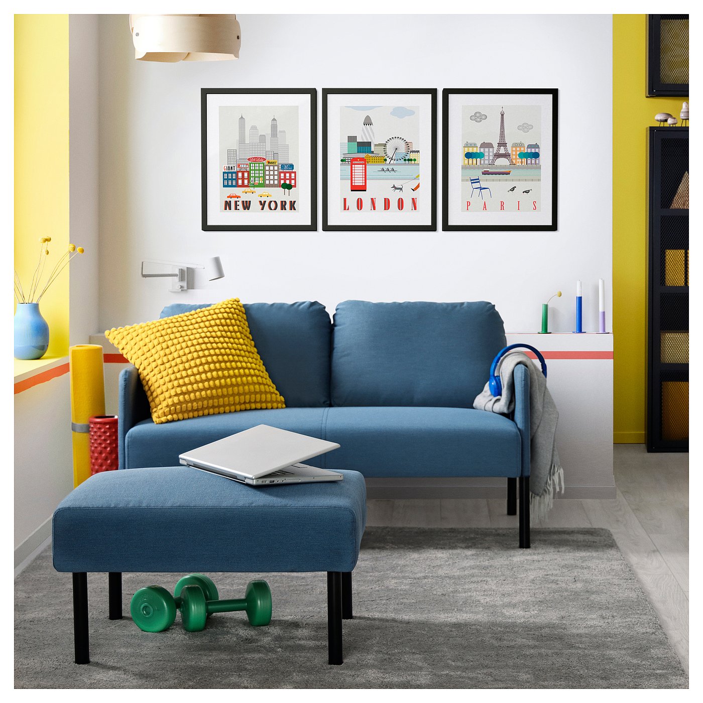 GLOSTAD グロスタード オットマン, クニーサ ミディアムブルー - IKEA