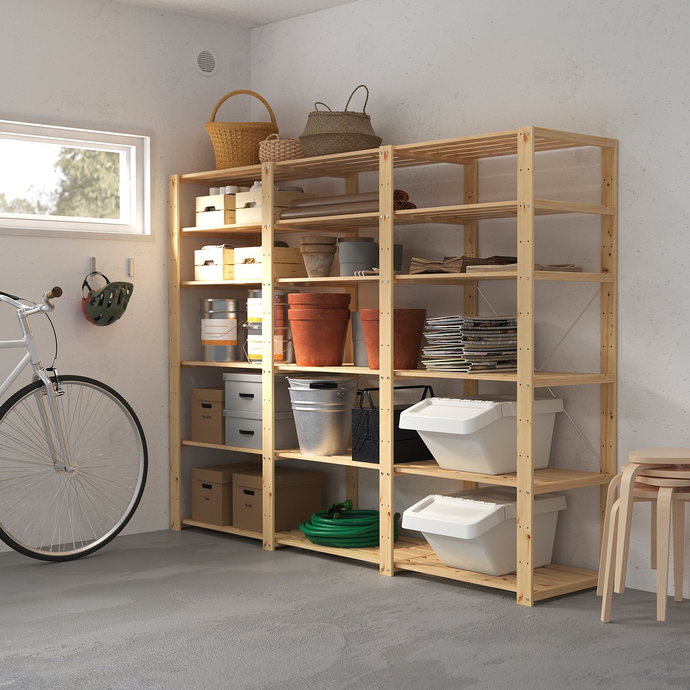 HEJNE ヘイネ 3セクション/棚板, ソフトウッド, 230x50x171 cm - IKEA
