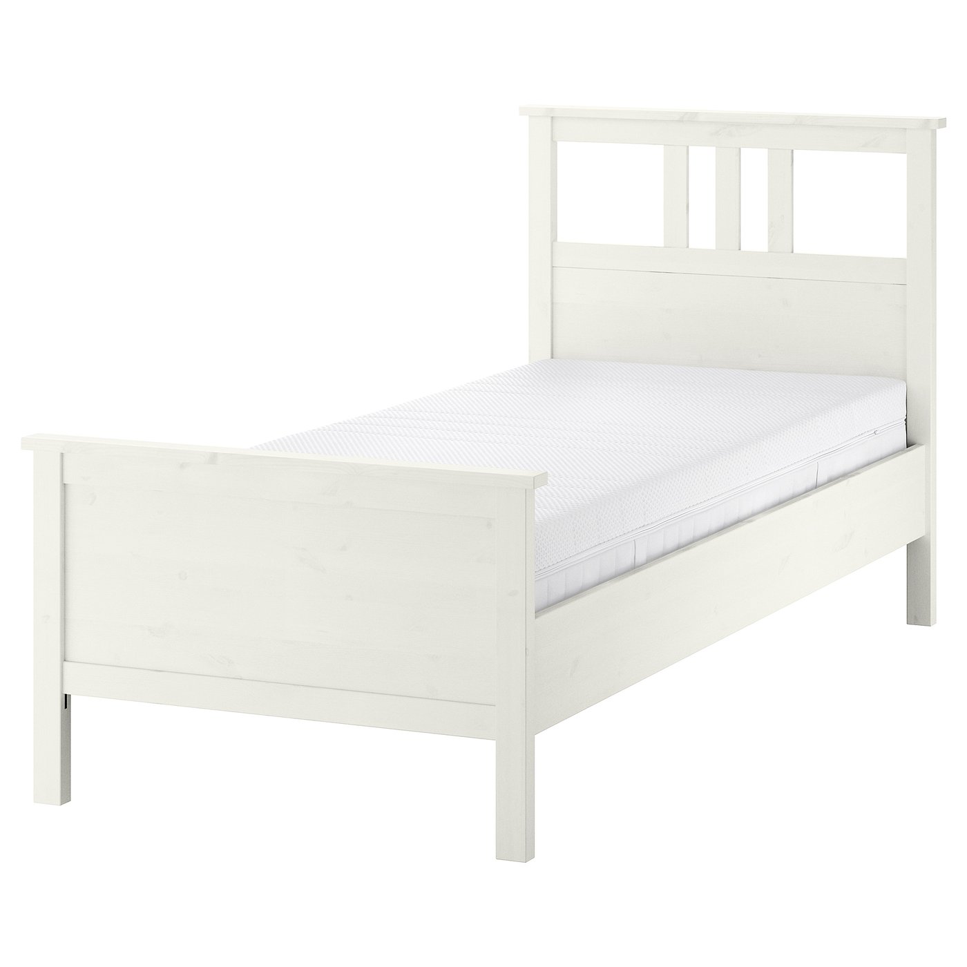 HEMNES ヘムネス ベッドフレーム マットレス付き, ホワイトステイン