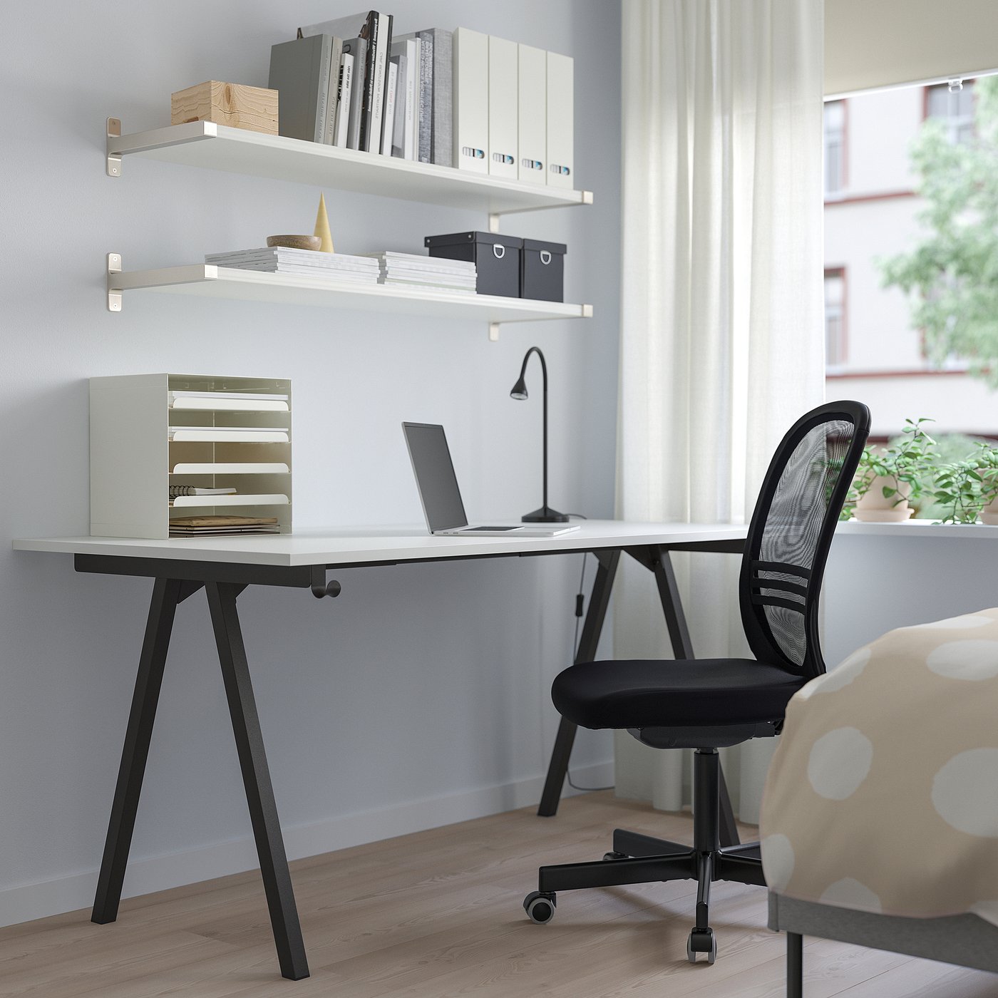TROTTEN トロッテン デスク, ホワイト/チャコール, 160x80 cm - IKEA