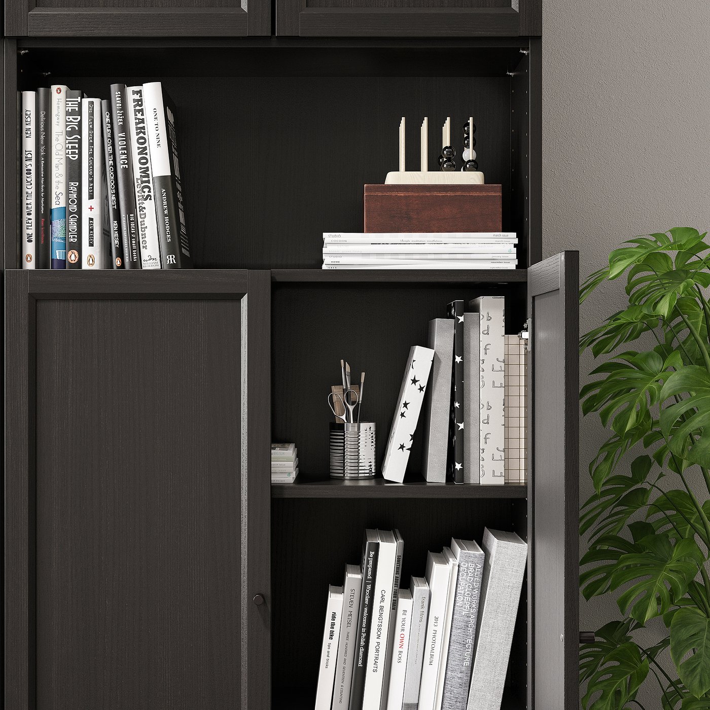 OXBERG door, black oak effect, 151/2x381/4
