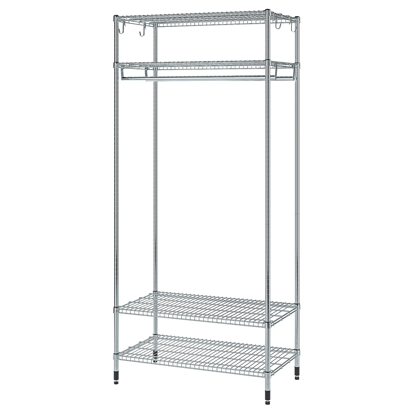 OMAR shelving unit with clothes rail, galvanized, 361/4x195/8x791