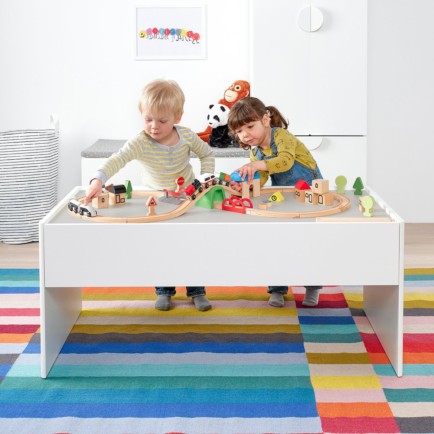 DUNDRA activity table with storage, white/gray - IKEA