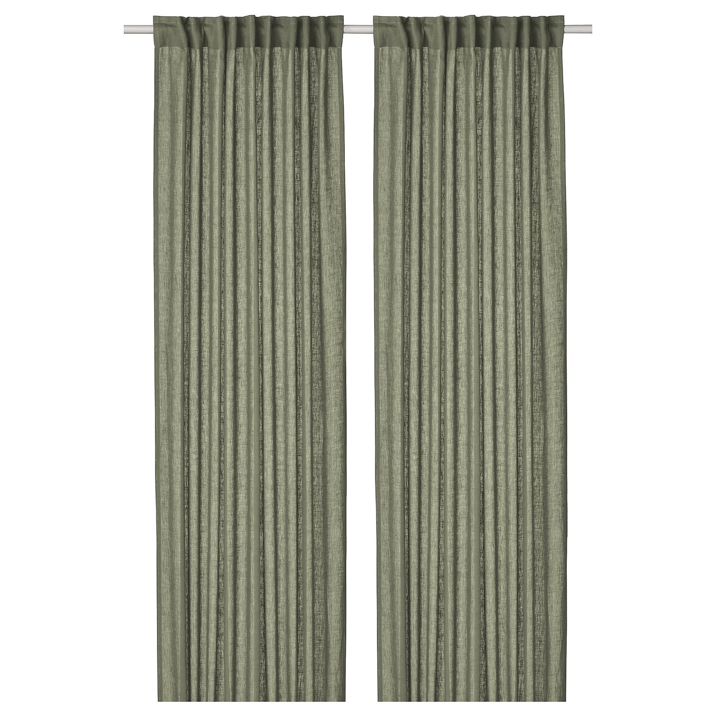 DYTÅG curtains, 1 pair, gray-green/with heading tape, 57x98