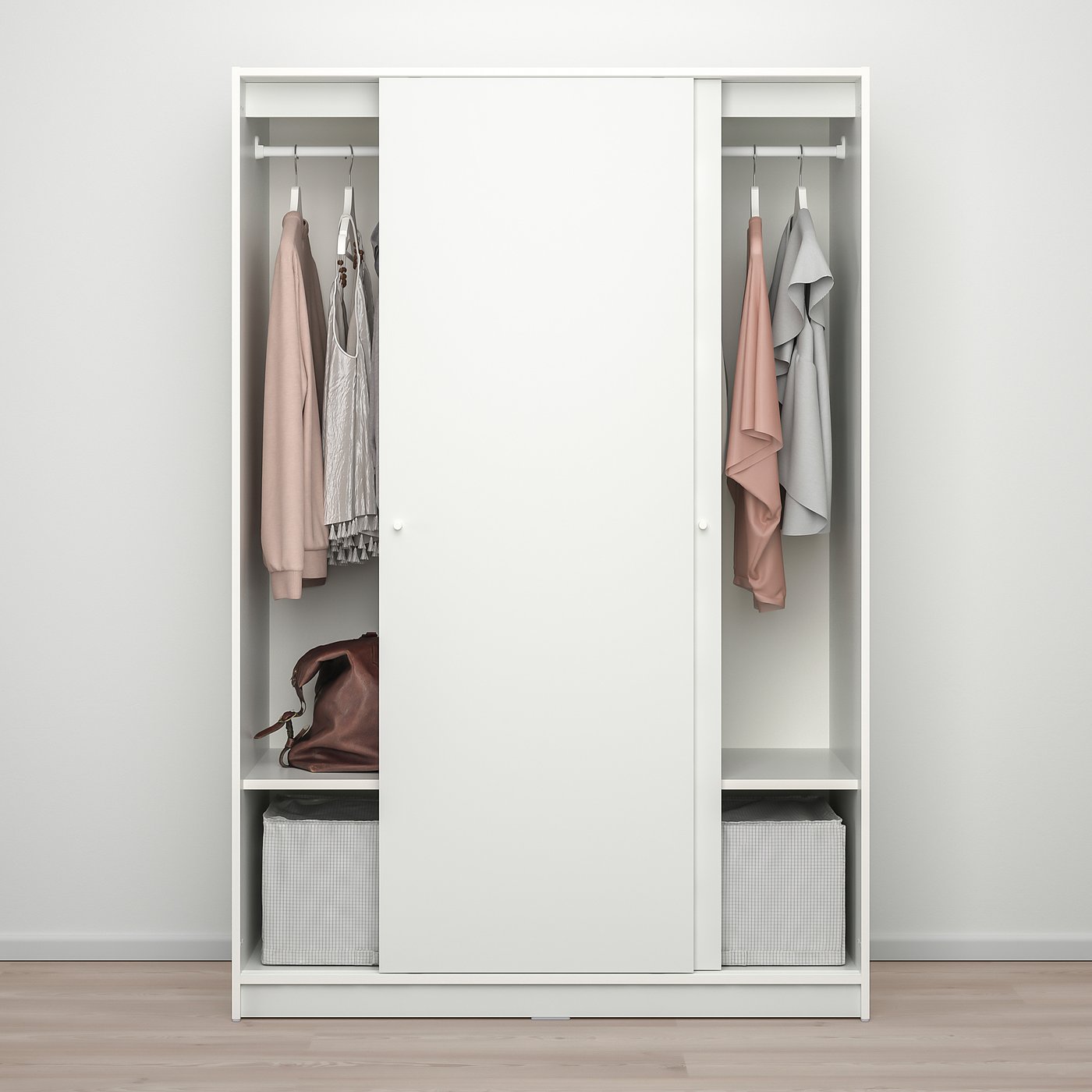 KLEPPSTAD wardrobe with sliding doors, white, 461/8x215/8x691/4