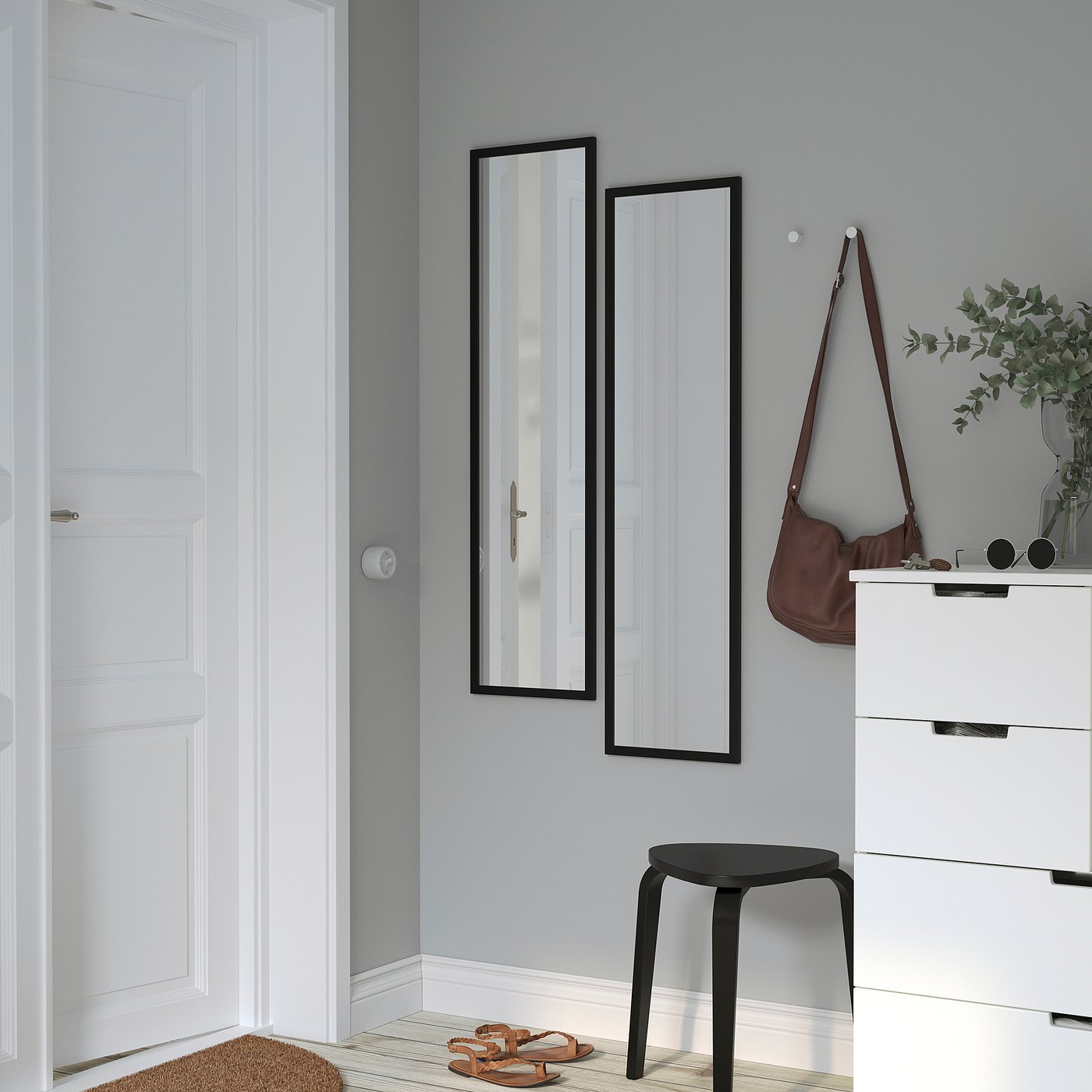 LILJETRÄD mirror, black, 113/4x451/4