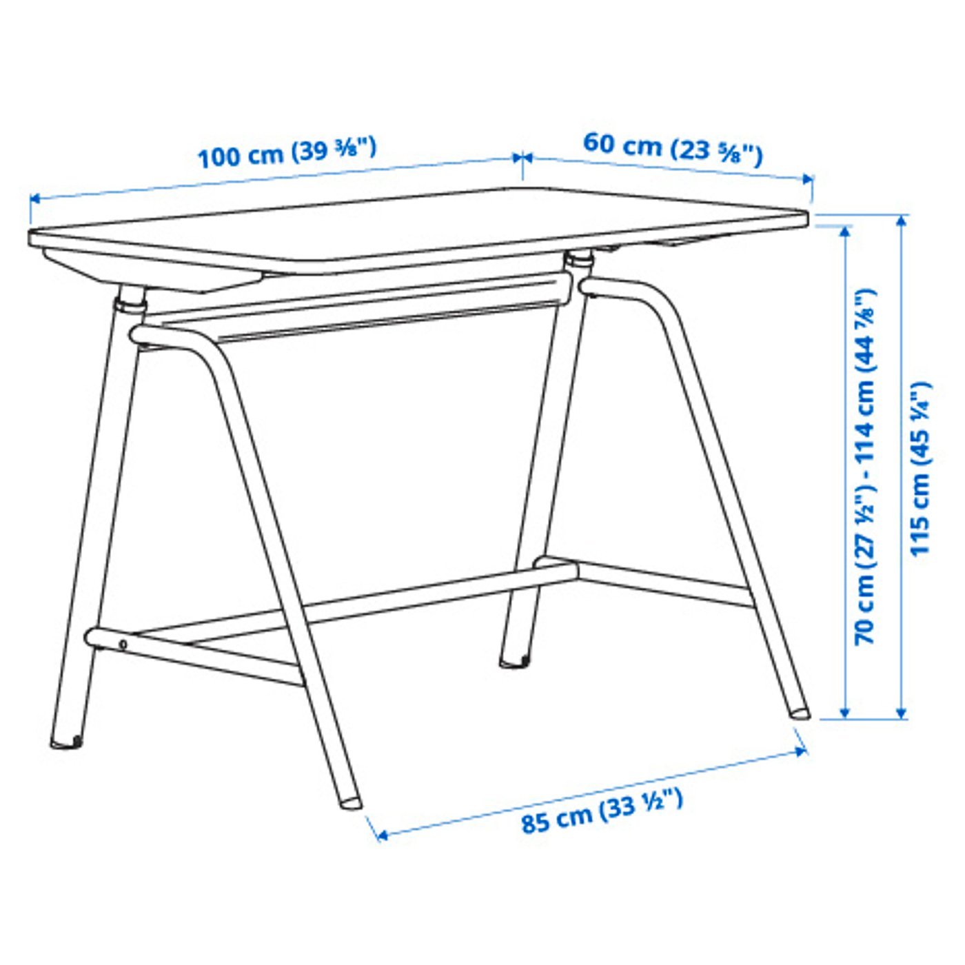 GLADHÖJDEN desk sit/stand, light gray/anthracite, 393/8x235/8