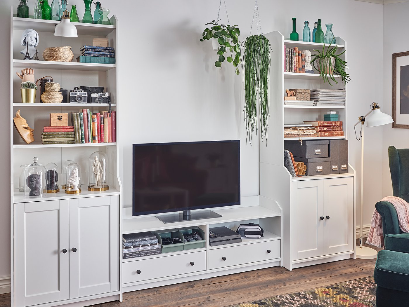 HAUGA TV/storage combination, white, 109x181/8x783/8