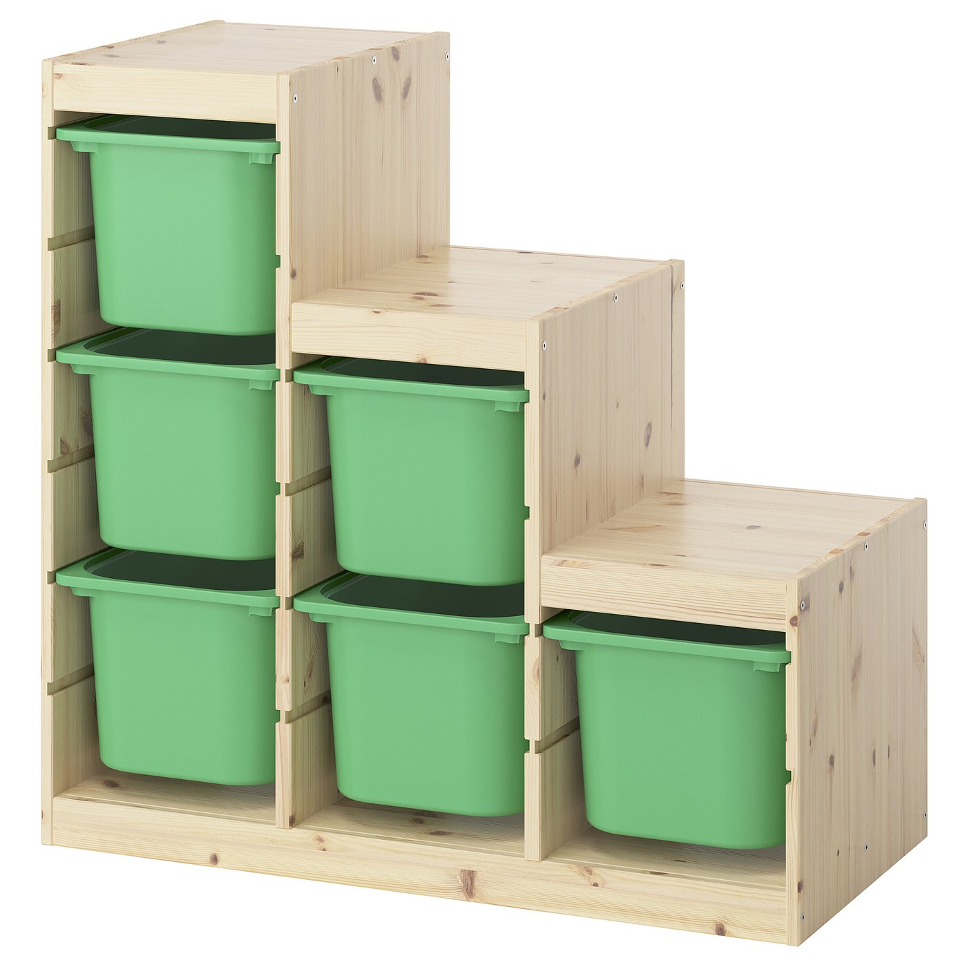 TROFAST storage combination with boxes, light white stained pine